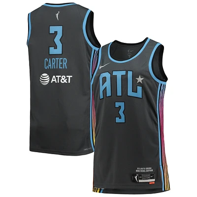 Maillot de joueur la victoire unisexe Nike Chennedy Carter noir Atlanta Dream Rebel Edition