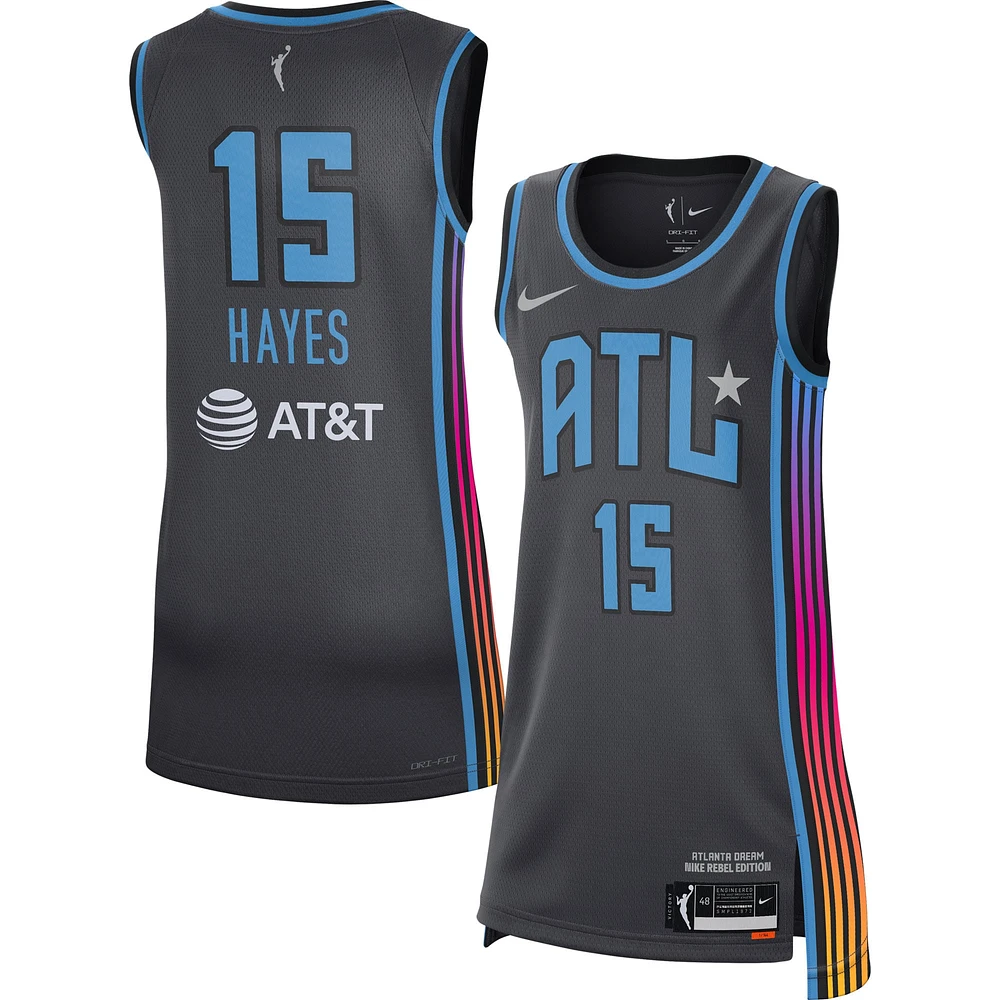 Maillot de joueur la victoire unisexe Nike Tiffany Hayes noir Atlanta Dream Rebel Edition