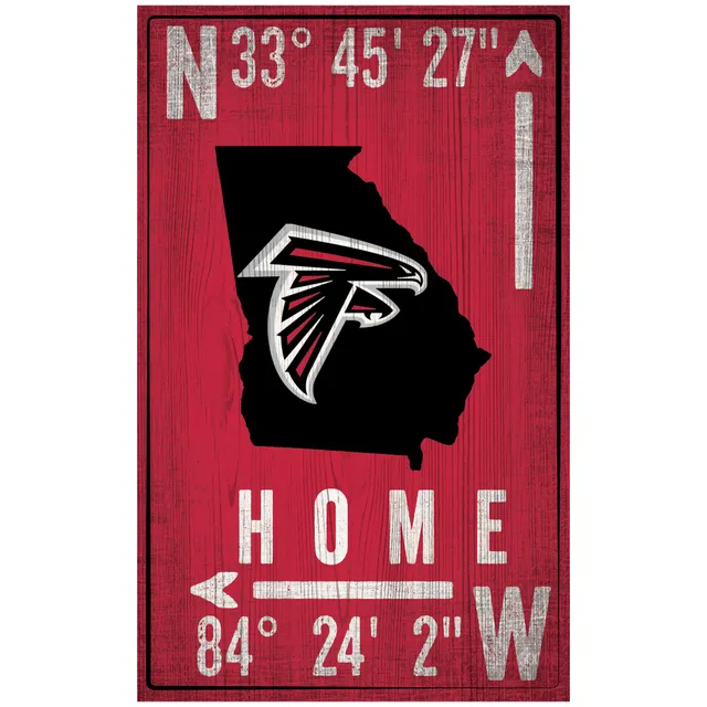 NFL Atlanta Falcons Round Distressed Established Wood Sign 