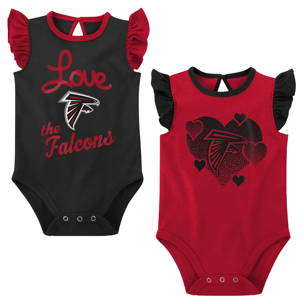 Lot de 2 bodys Atlanta Falcons Spread the Love pour nouveau-nés et bébés rouges/noirs