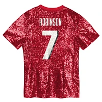 Girls Youth Bijan Robinson Red Atlanta Falcons Sequin V-Neck Fashion Jersey