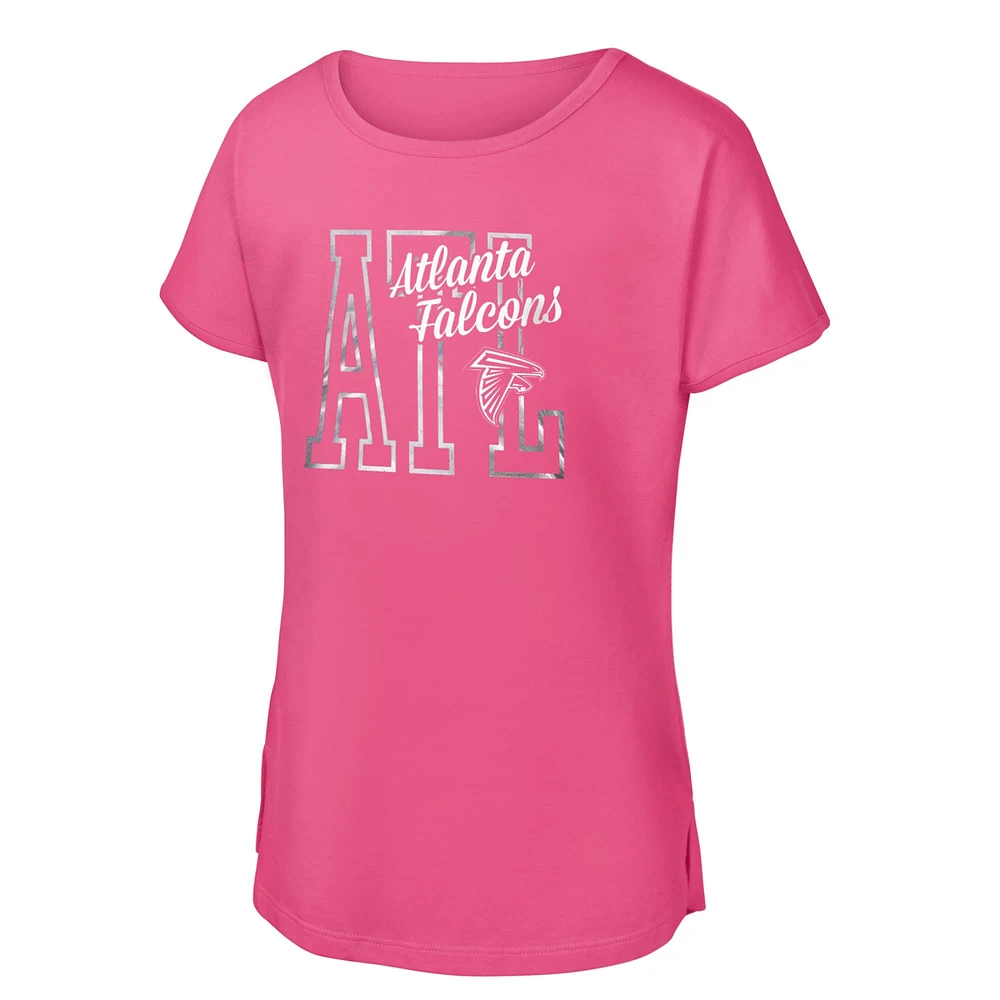 T-shirt rose pour jeunes filles Atlanta Falcons Signal Caller Dolman