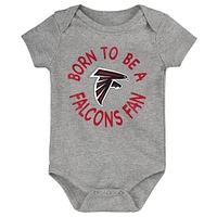 Infant Red/Black/Gray Atlanta Falcons Born to Be 3-Pack Bodysuit Set