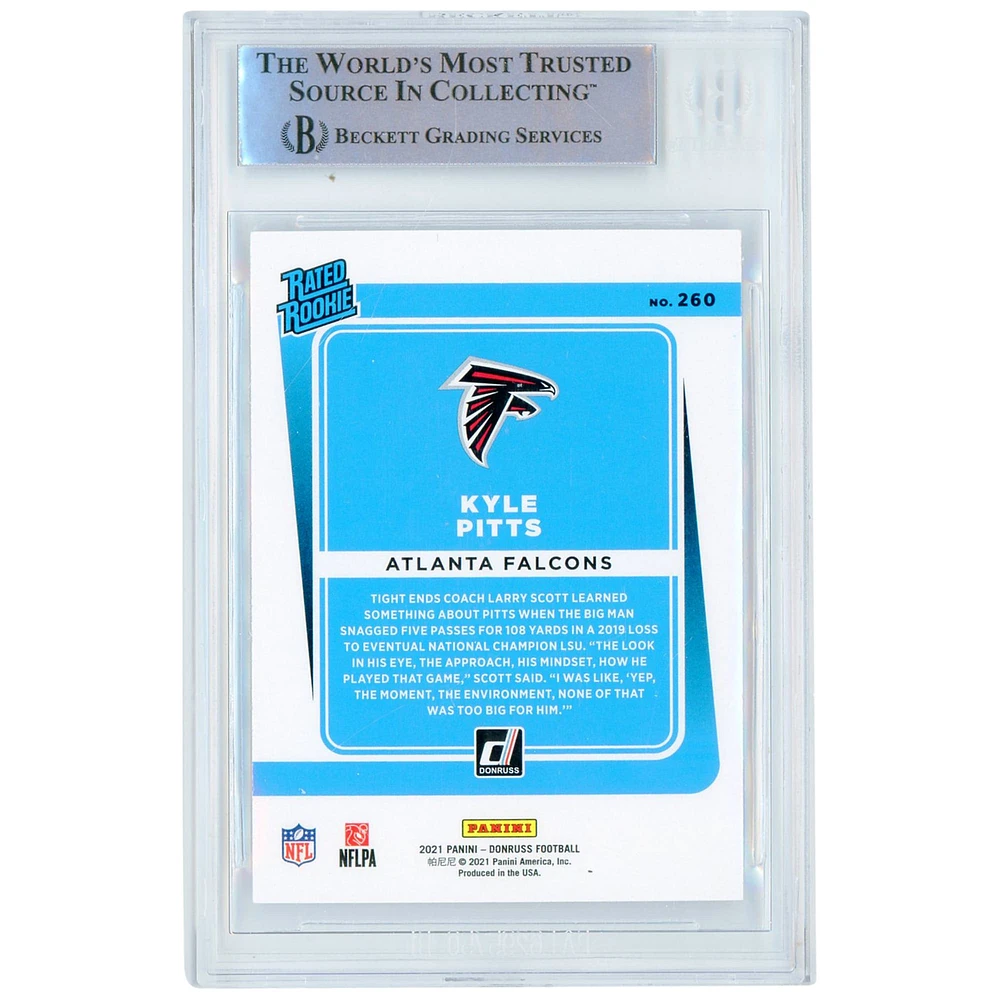 Kyle Pitts Atlanta Falcons Autographed 2021 Donruss Rated Rookies #260 Beckett Fanatics Witnessed Authenticated Rookie Card
