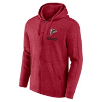 Sweat à capuche entièrement zippé Fanatics Heather Red Atlanta Falcons pour hommes