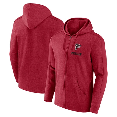 Sweat à capuche entièrement zippé Fanatics Heather Red Atlanta Falcons pour hommes