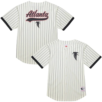 Men's Mitchell & Ness  Cream Atlanta Falcons Vintage Logo Final Seconds Full-Button Mesh Top