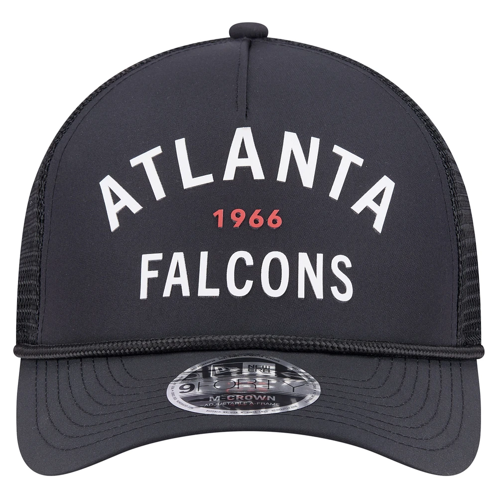 Casquette ajustable New Era noire Atlanta Falcons Active Minimalist M-Crown A-Frame 9FORTY pour homme