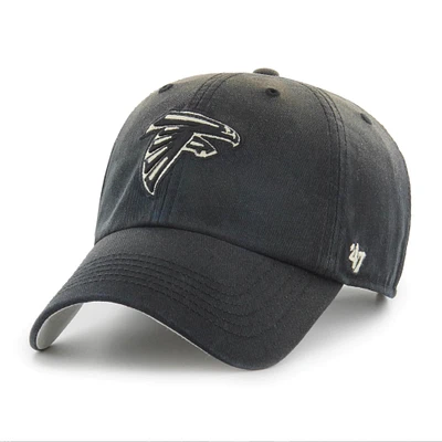 Men's '47  Black Atlanta Falcons Dusted Relaxed Clean Up Adjustable Hat