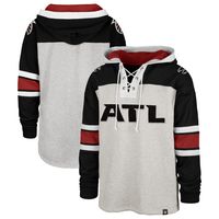 Men's '47 Gray/Black Atlanta Falcons Gridiron Lace-Up - Pullover Hoodie