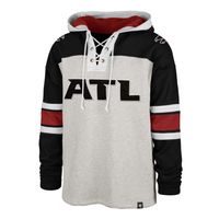 Men's '47 Gray/Black Atlanta Falcons Gridiron Lace-Up - Pullover Hoodie