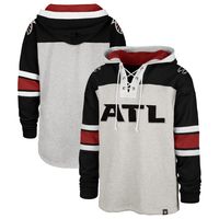 Men's '47 Gray/Black Atlanta Falcons Gridiron Lace-Up - Pullover Hoodie