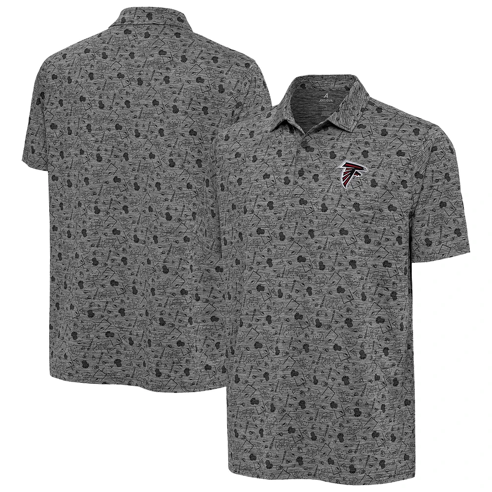 Men's Antigua Heather Black Atlanta Falcons Relentless Polo