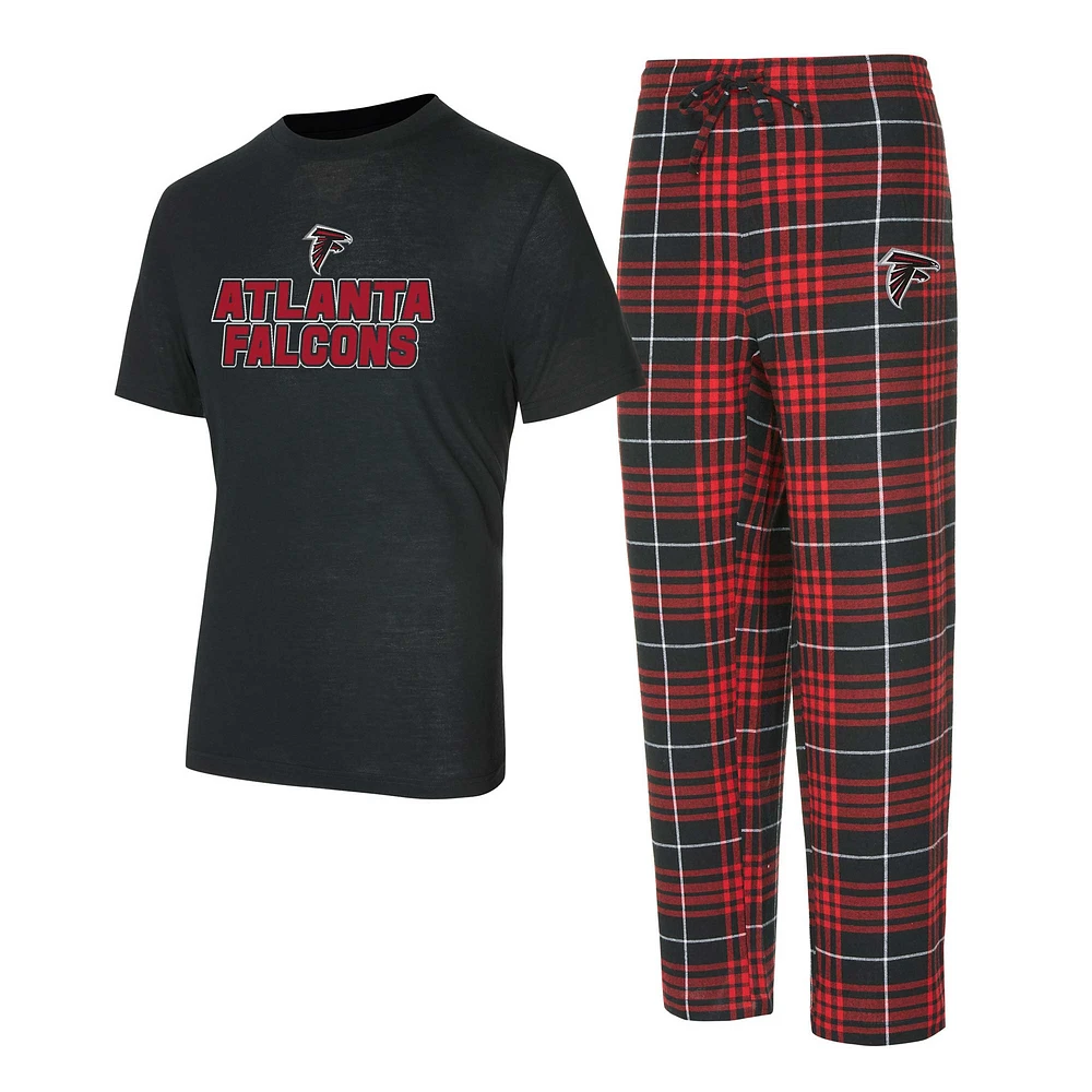 Ensemble de nuit pour homme avec t-shirt et pantalon en flanelle Atlanta Falcons Vector noir/rouge Concepts Sport