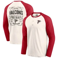 T-shirt Henley Raglan pour homme de la collection Darius Rucker Fanatics, couleur crème/rouge, des Falcons d'Atlanta