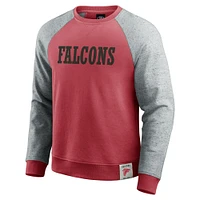 Sweat-shirt à col rond colorblock rouge/gris chiné Atlanta Falcons pour homme de la collection Darius Rucker Fanatics