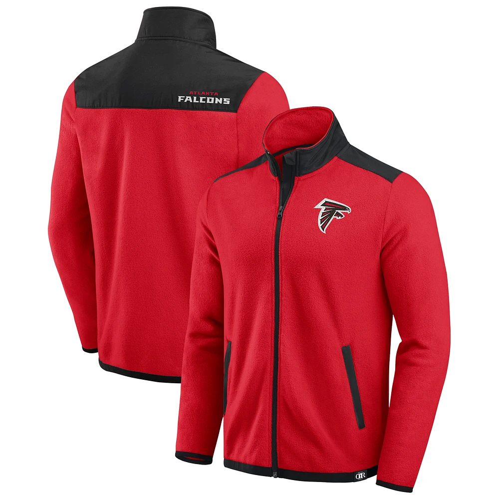 Veste polaire entièrement zippée à blocs de couleurs rouge Atlanta Falcons la collection Darius Rucker pour homme par Fanatics