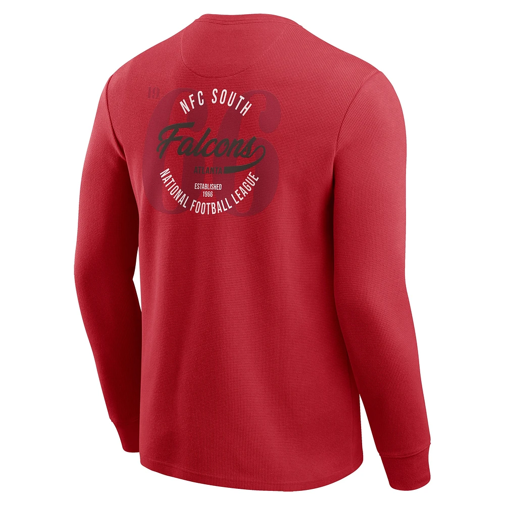 T-shirt à manches longues en tricot gaufré délavé Darius Rucker pour homme de la collection Fanatics des Falcons d'Atlanta, rouge