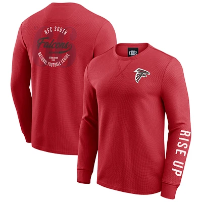 T-shirt à manches longues en tricot gaufré délavé Darius Rucker pour homme de la collection Fanatics des Falcons d'Atlanta, rouge