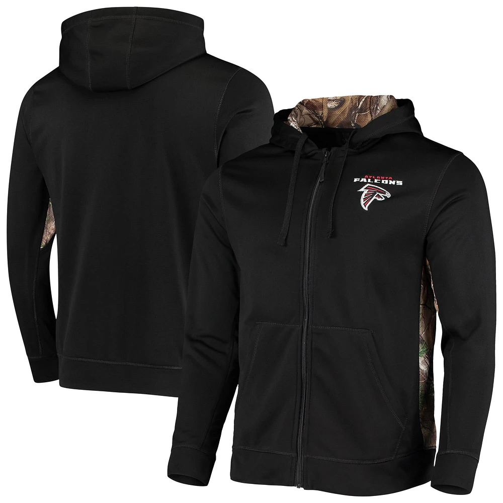 Chandail à capuchon entièrement zippé Dunbrooke pour hommes, noir/Realtree Camo Atlanta Falcons Decoy Tech Fleece