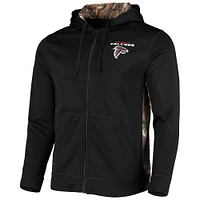 Chandail à capuchon entièrement zippé Dunbrooke pour hommes, noir/Realtree Camo Atlanta Falcons Decoy Tech Fleece