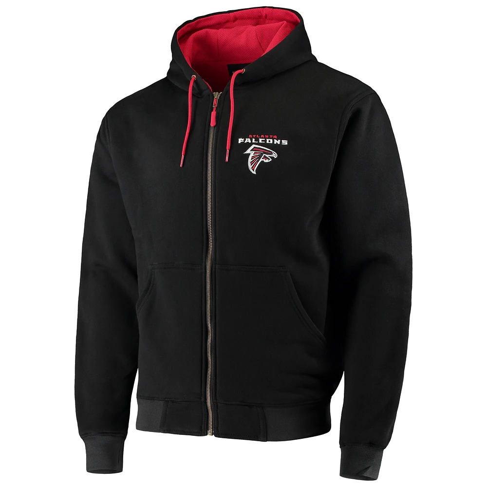 Pull à capuche entièrement zippé doublure thermique Atlanta Falcons Craftsman Dunbrooke pour hommes, noir