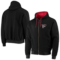 Pull à capuche entièrement zippé doublure thermique Atlanta Falcons Craftsman Dunbrooke pour hommes, noir