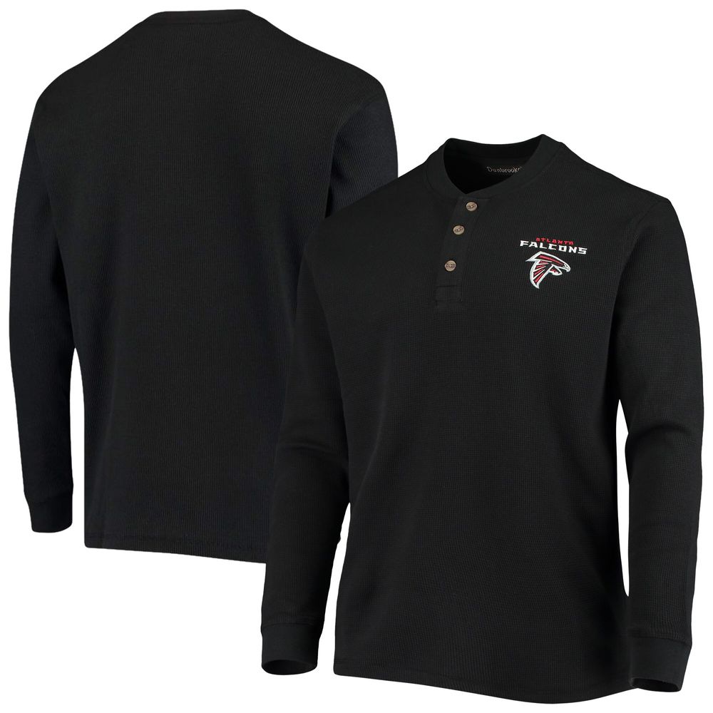 Men's Dunbrooke Black Atlanta Falcons Logo Maverick Thermal Henley Long Sleeve T-Shirt