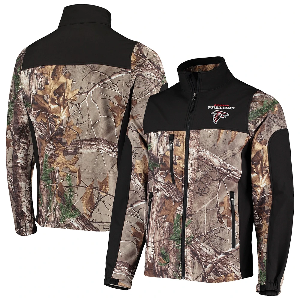 Blouson à fermeture éclair intégrale Dunbrooke Realtree camouflage/noir des Atlanta Falcons Circle Hunter pour hommes