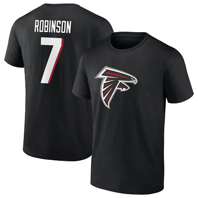 T-shirt noir avec nom et numéro d'icône des Falcons d'Atlanta Bijan Robinson Fanatics pour hommes