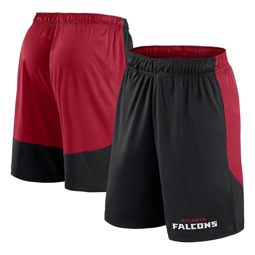 Short de lancement Fanatics noir/rouge pour homme des Atlanta Falcons