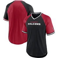 T-shirt à col en V raglan pour hommes Fanatics noir/rouge des Atlanta Falcons Second Wind