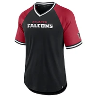 T-shirt à col en V raglan pour hommes Fanatics noir/rouge des Atlanta Falcons Second Wind