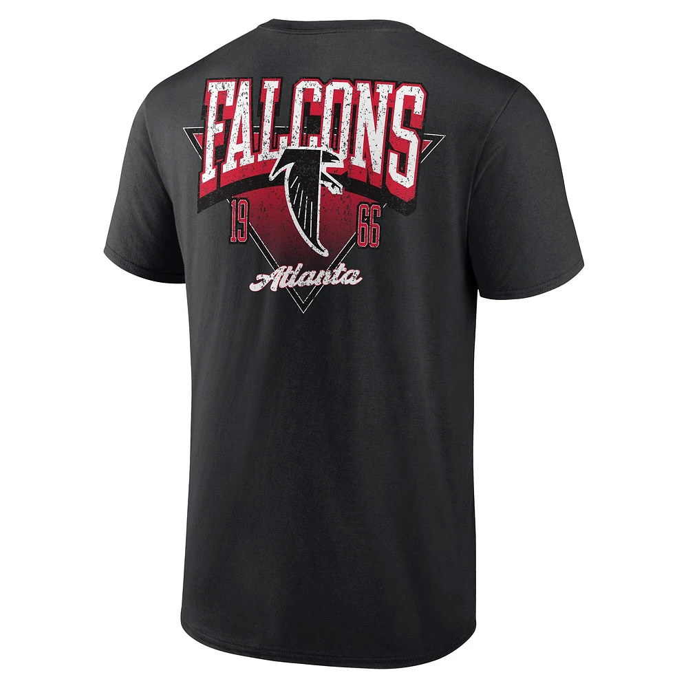 T-shirt rétro noir Fanatics pour hommes avec logo Atlanta Falcons Big & Tall