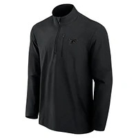 Pull Fanatics noir pour homme avec fermeture éclair quart de tour des Falcons d'Atlanta