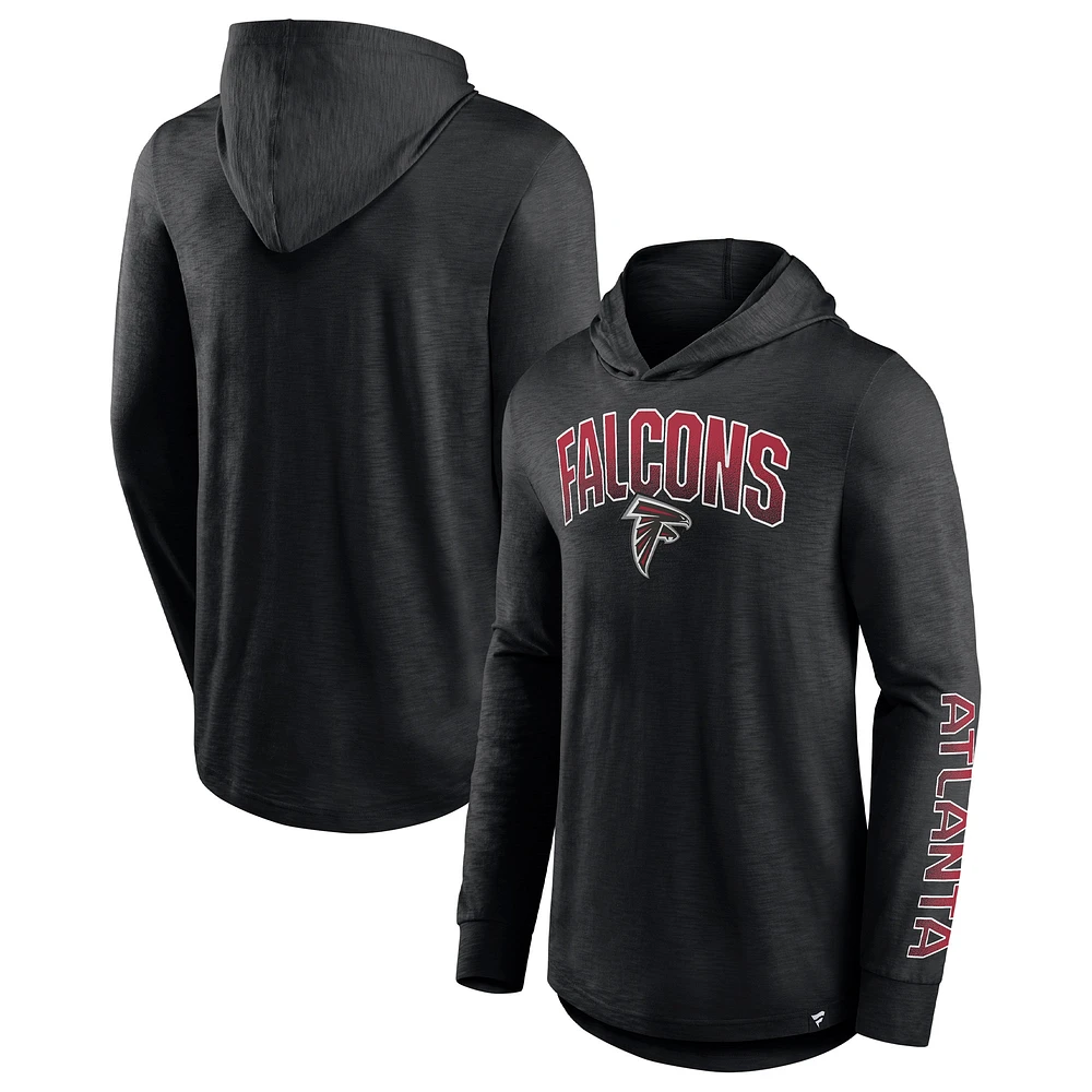 Men's Fanatics Black Atlanta Falcons Front Runner Long Sleeve Hooded T-Shirt