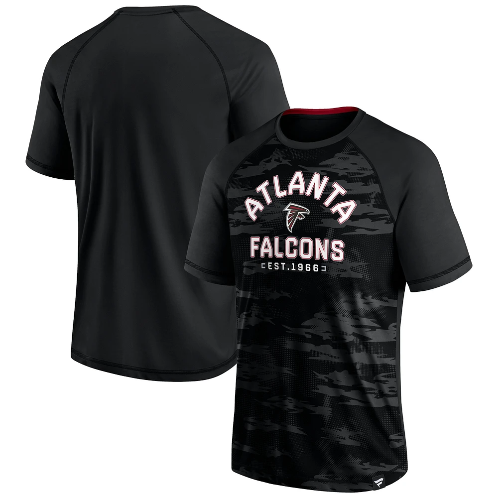 T-shirt noir Fanatics Atlanta Falcons Hail Mary Raglan pour hommes