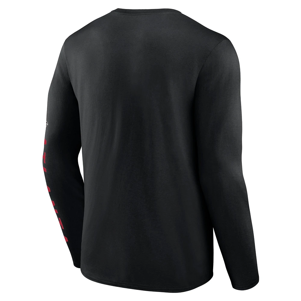 Men's Fanatics  Black Atlanta Falcons Helmet Platform Long Sleeve T-Shirt