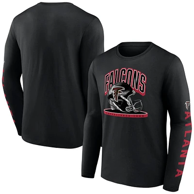 T-shirt noir à manches longues avec plateforme de casque des Atlanta Falcons Fanatics pour hommes