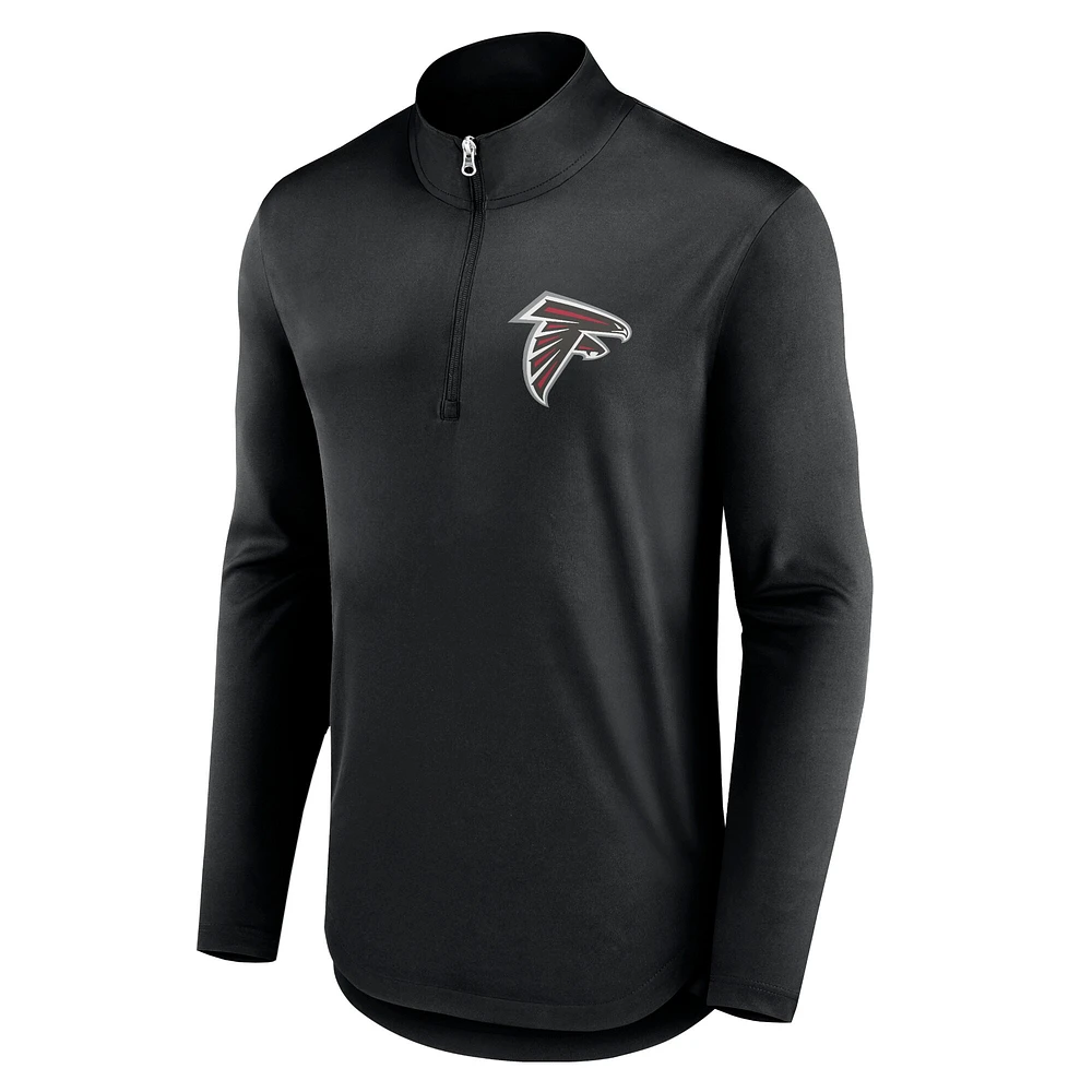 Men's Fanatics Black Atlanta Falcons Quarterback Quarter-Zip Top