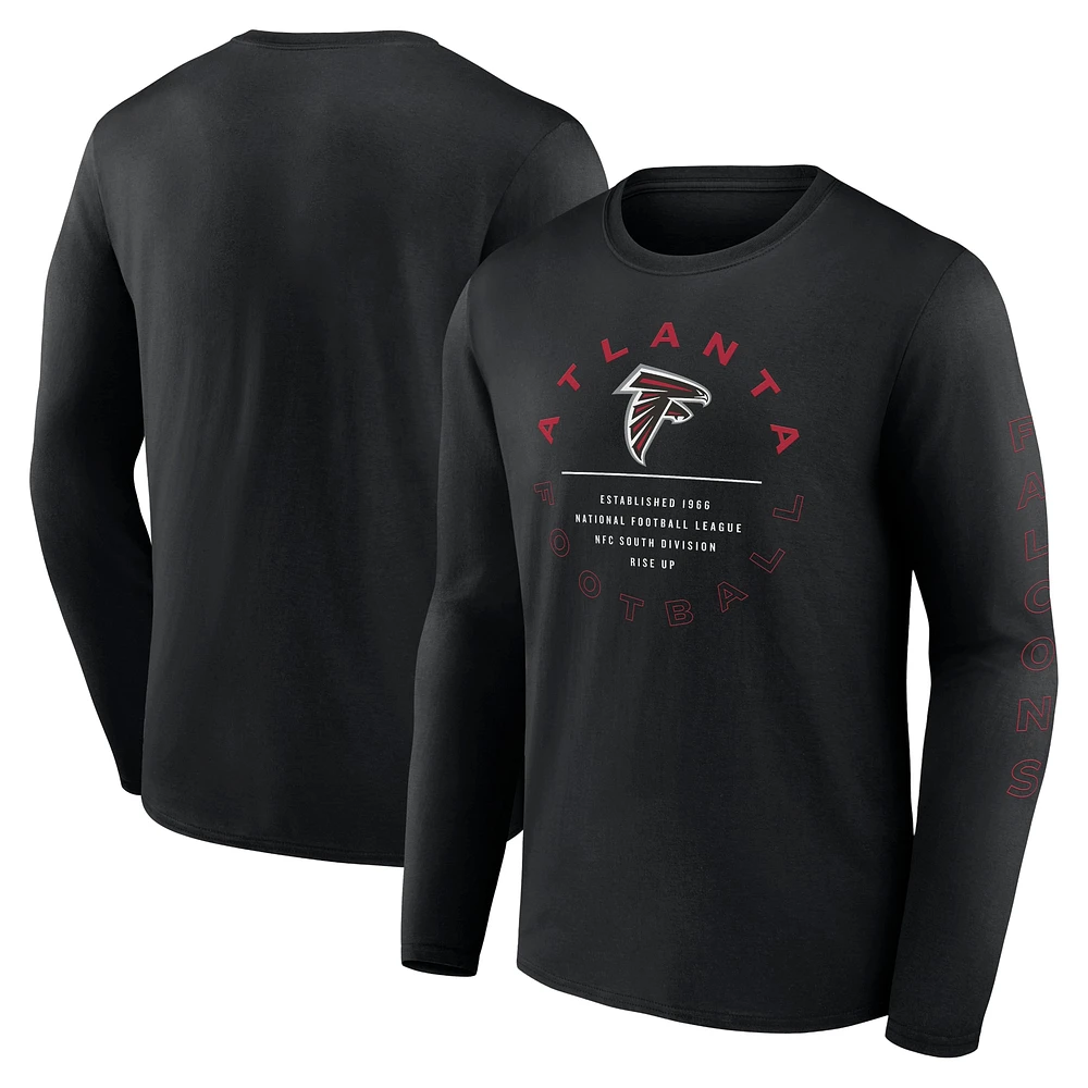 T-shirt noir à manches longues Fanatics Atlanta Falcons Stat Sheet pour hommes