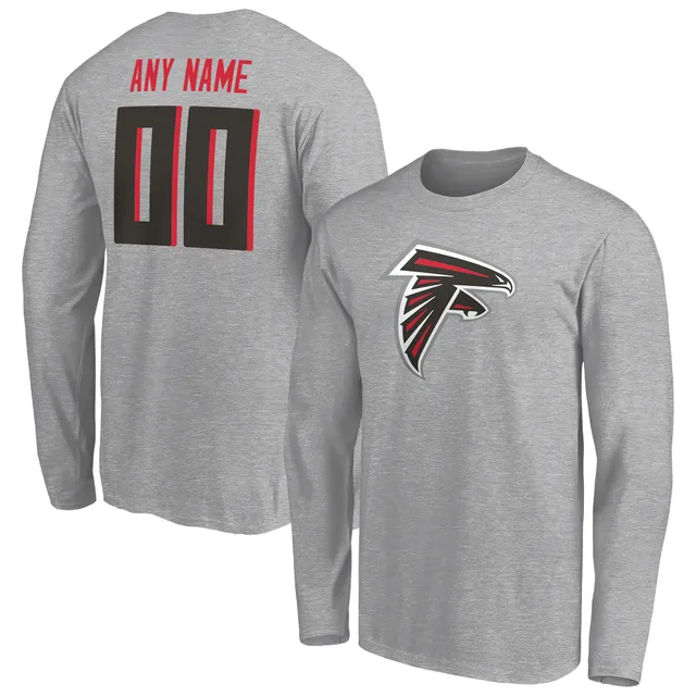 Custom Atlanta Falcons Men's Red Name & Number Logo Long Sleeve T