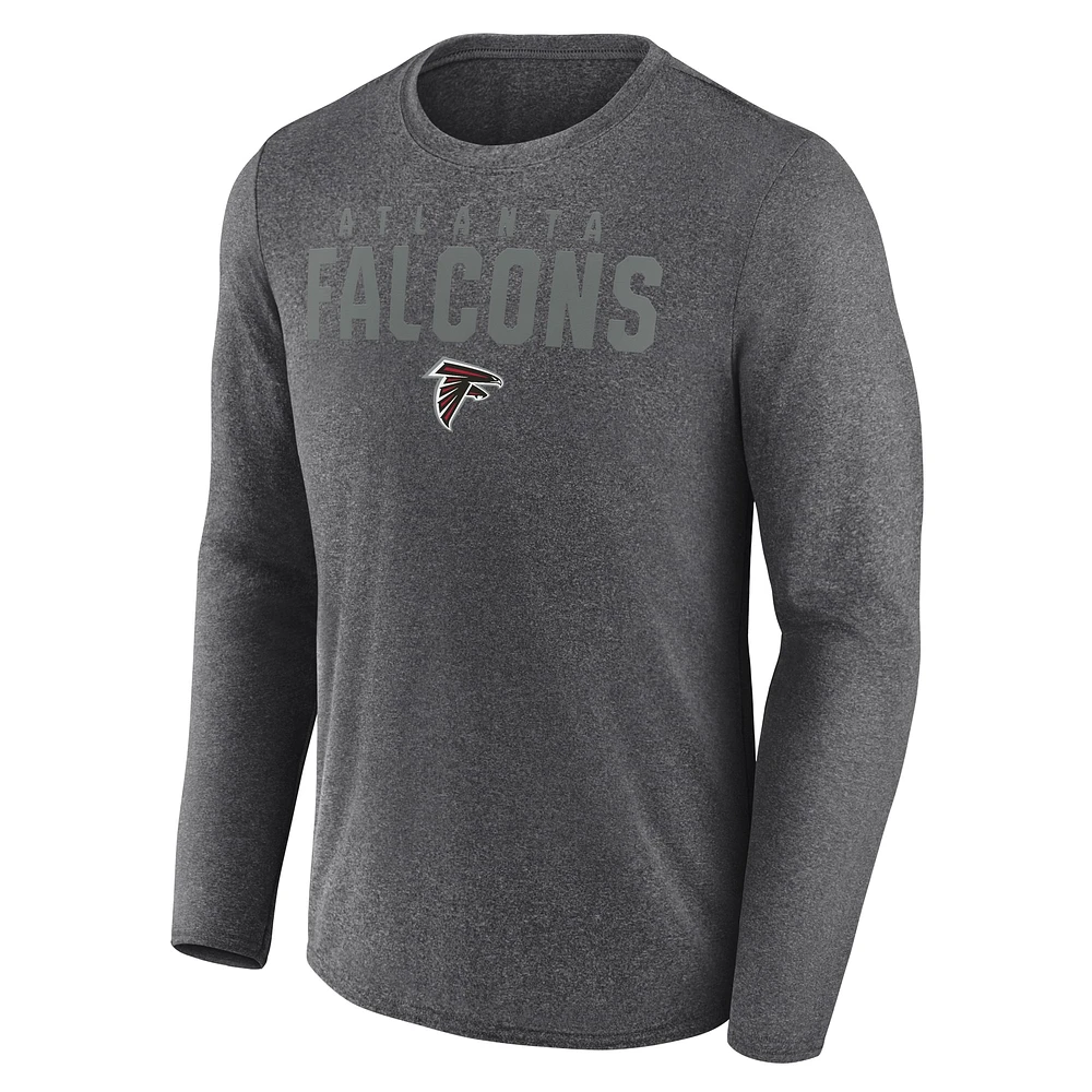 T-shirt à manches longues latéral noir chiné Atlanta Falcons Fanatics pour homme