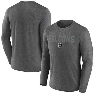 T-shirt à manches longues latéral noir chiné Atlanta Falcons Fanatics pour homme