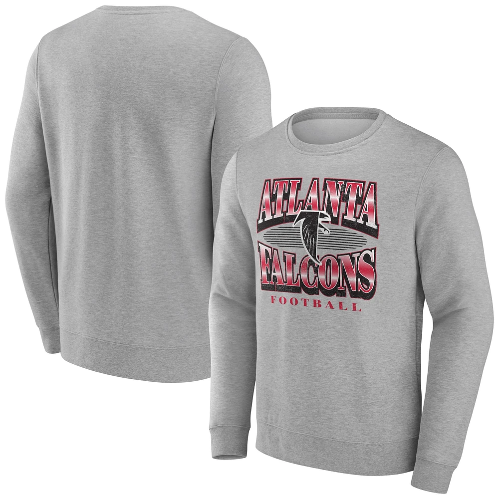 Men's Fanatics Heather Gray Atlanta Falcons Chance Throwback Fleece Pullover Sweatshirt