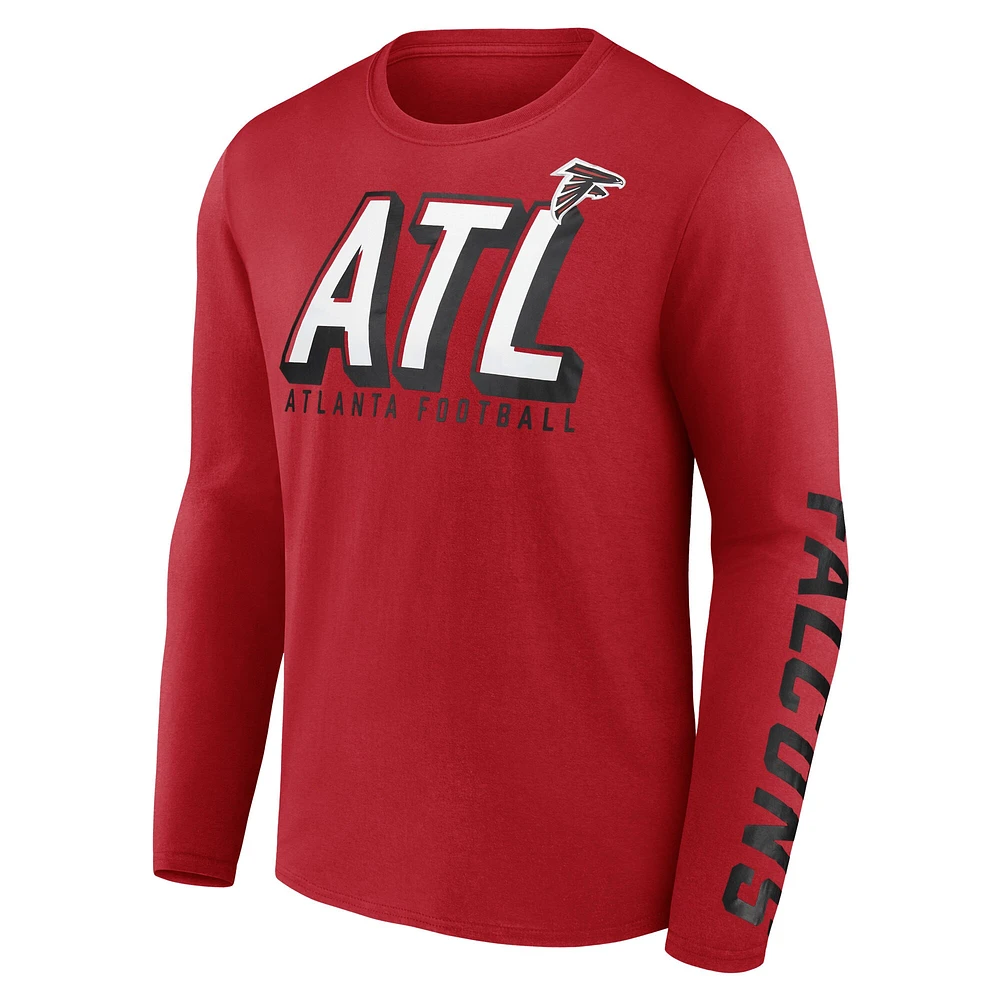 T-shirt à manches longues Fanatics pour hommes, rouge, Atlanta Falcons