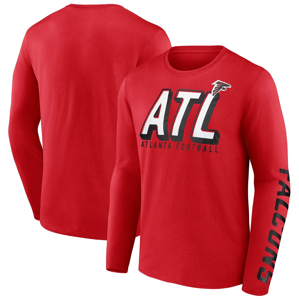 T-shirt à manches longues Fanatics pour hommes, rouge, Atlanta Falcons