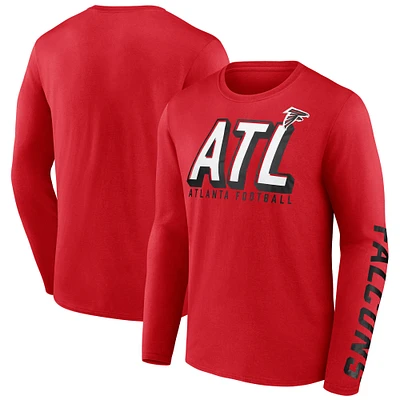 T-shirt à manches longues Fanatics pour hommes, rouge, Atlanta Falcons