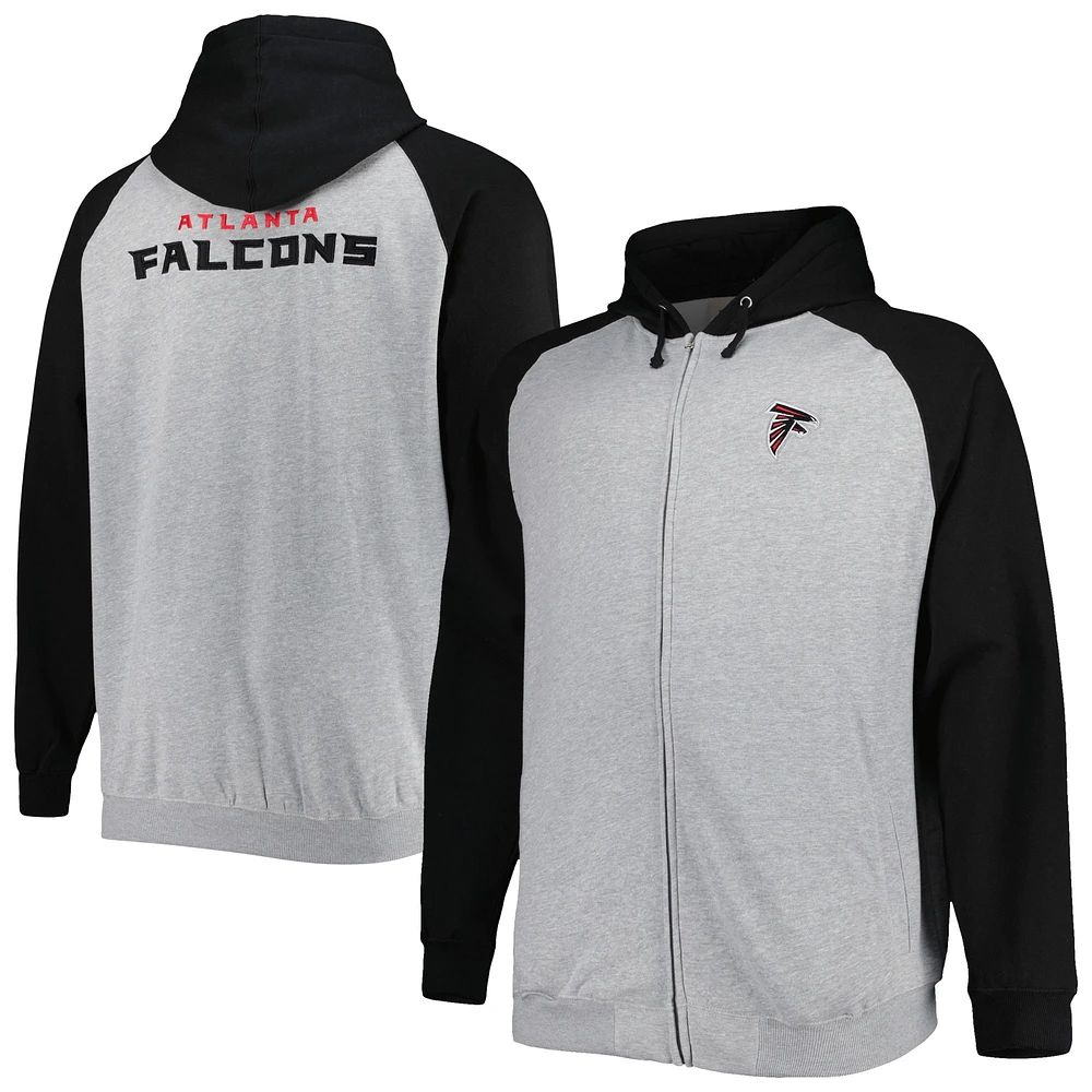 Veste à capuche raglan en polaire Big & Tall Atlanta Falcons gris chiné pour homme