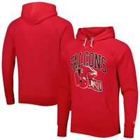 Men's Homage Red Atlanta Falcons Retro Helmet Tri-Blend Raglan Pullover Hoodie